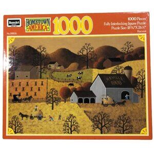 Vintage 1991 Rose Art Harvest 1000 Pcs Puzzle Jigsaw Hometown America Farmland